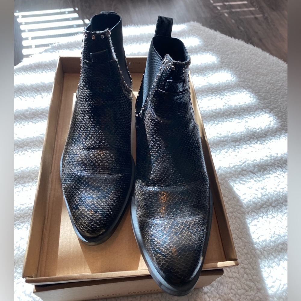Zara Flat Ankle Boots Snakeskin Stud Boots